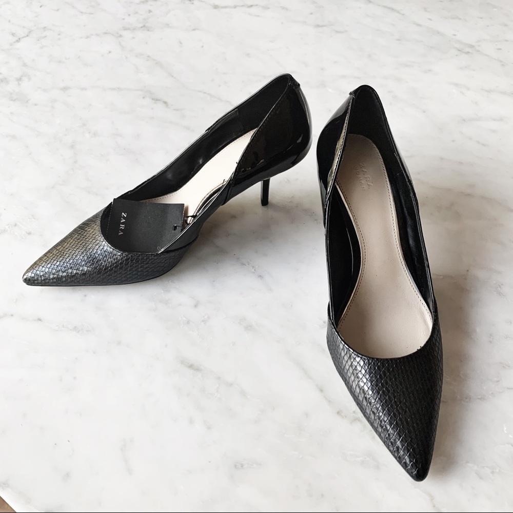 NWT Snakeskin Black Heels size 6 1/2